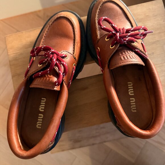 Miu Miu  lug-sole leather boat shoe - Picture 5 of 6
